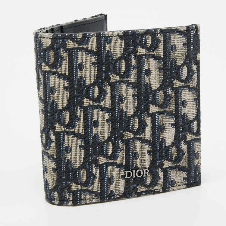 Pre Owned Dior Black/Beige Oblique Jacquard Bifold Wallet