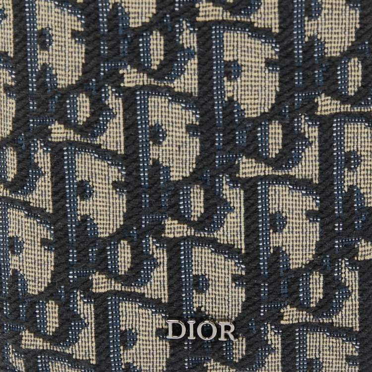 Pre Owned Dior Black/Beige Oblique Jacquard Bifold Wallet