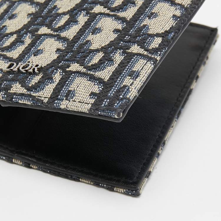 Pre Owned Dior Black/Beige Oblique Jacquard Bifold Wallet