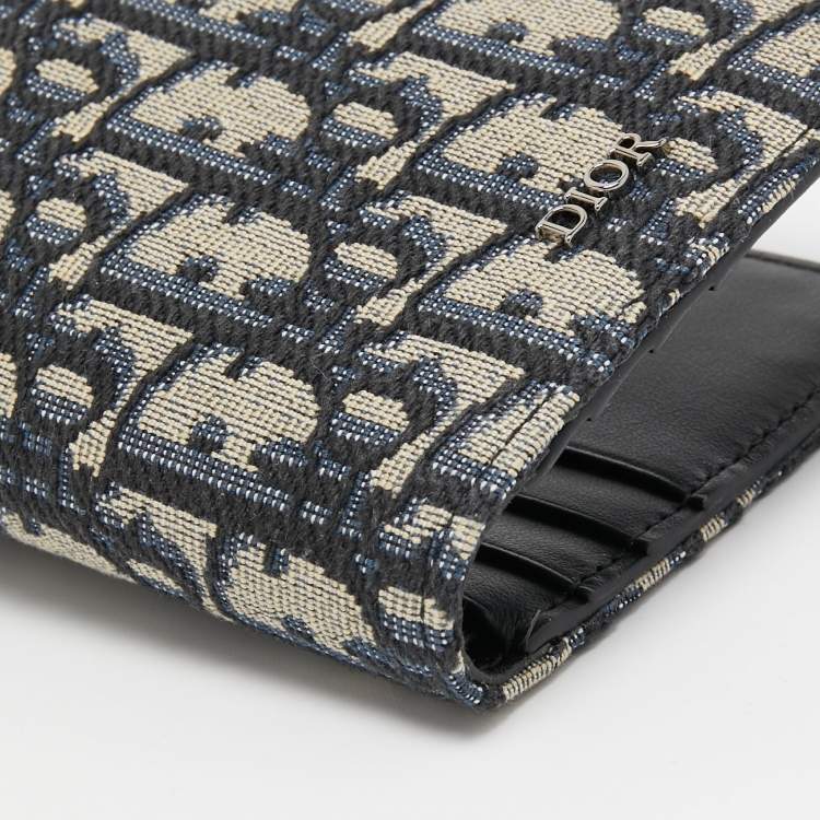 Pre Owned Dior Black/Beige Oblique Jacquard Bifold Wallet