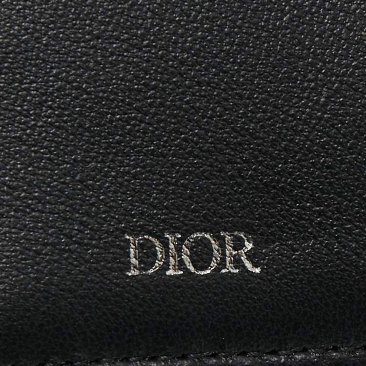 Pre Owned Dior Black/Beige Oblique Jacquard Bifold Wallet