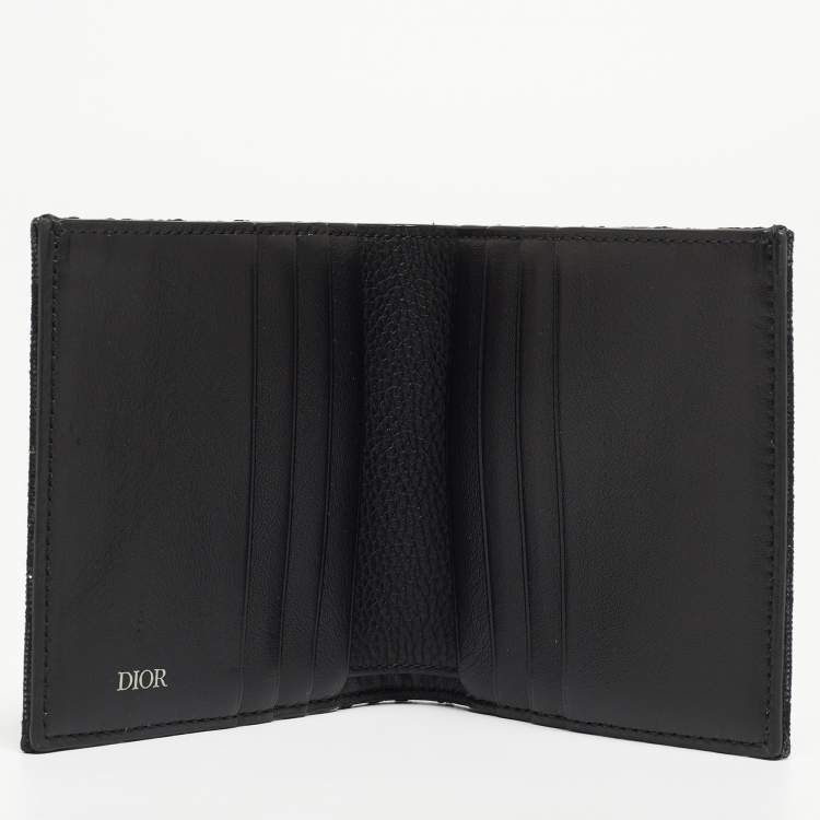 Pre Owned Dior Black Oblique Jacquard Bifold Wallet