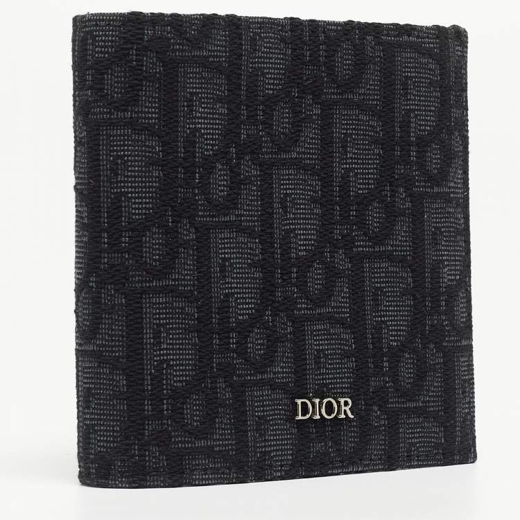 Pre Owned Dior Black Oblique Jacquard Bifold Wallet