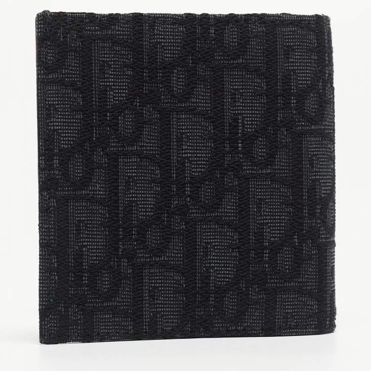 Pre Owned Dior Black Oblique Jacquard Bifold Wallet
