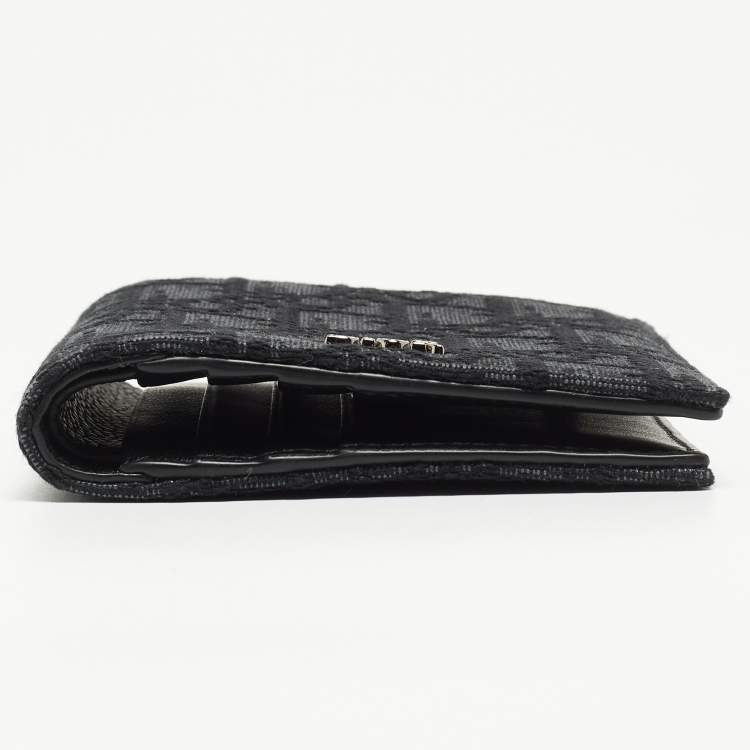 Pre Owned Dior Black Oblique Jacquard Bifold Wallet