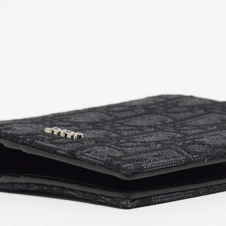 Pre Owned Dior Black Oblique Jacquard Bifold Wallet