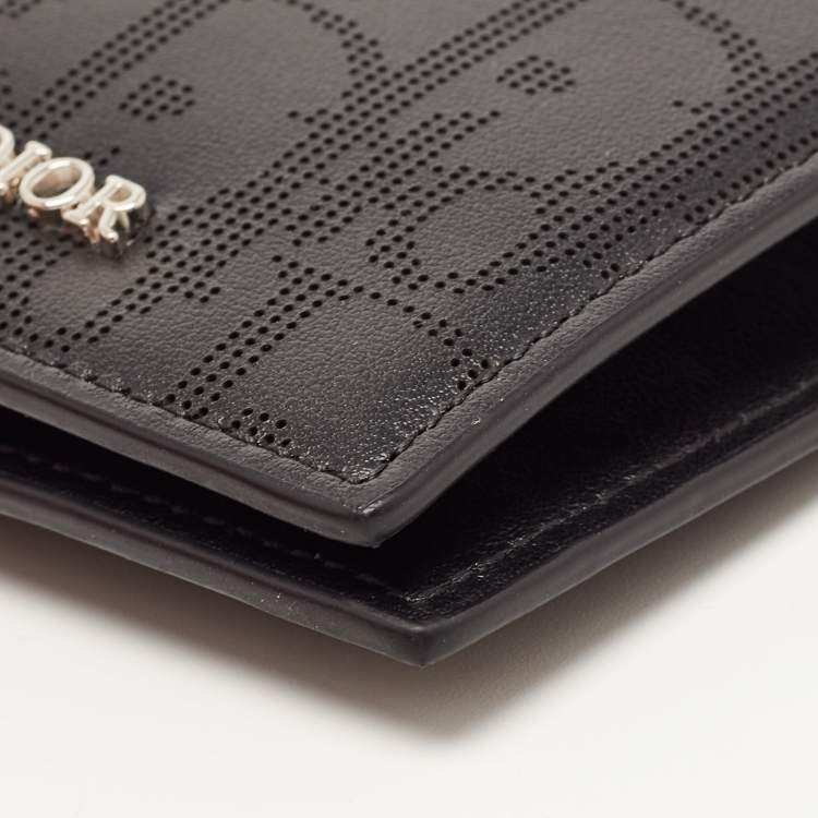 Pre Owned Dior Black Oblique Galaxy Leather Bifold Card Holder