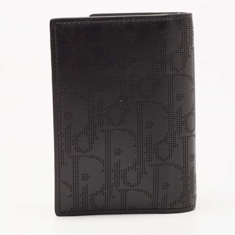 Pre Owned Dior Black Oblique Galaxy Leather Bifold Card Holder
