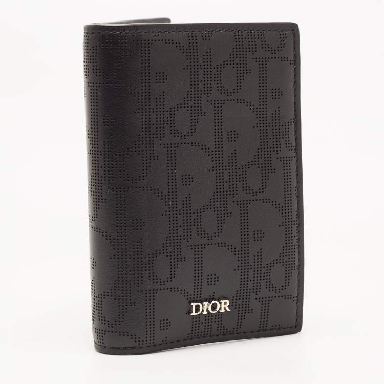 Pre Owned Dior Black Oblique Galaxy Leather Bifold Card Holder