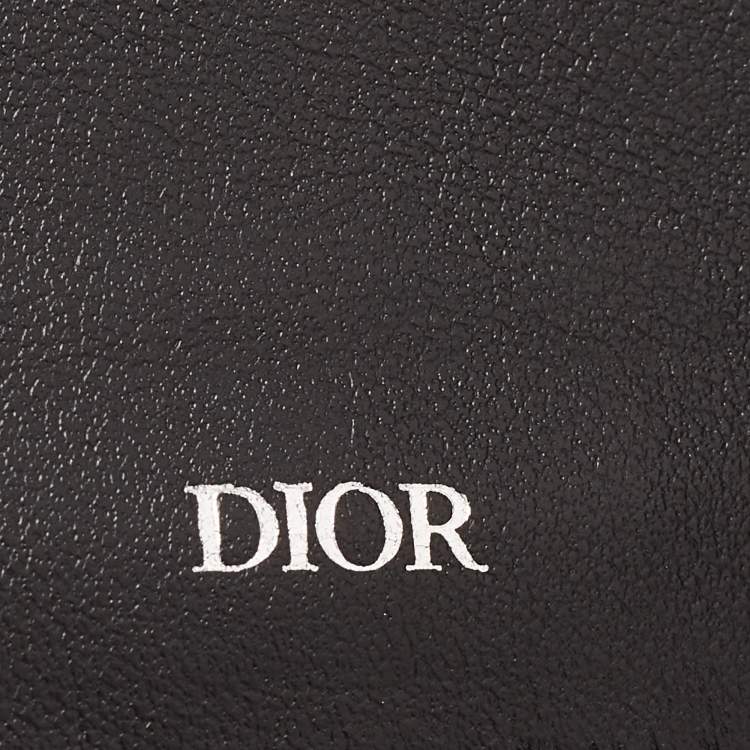 Pre Owned Dior Black Oblique Galaxy Leather Bifold Card Holder
