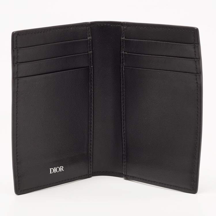 Pre Owned Dior Black Oblique Galaxy Leather Bifold Card Holder