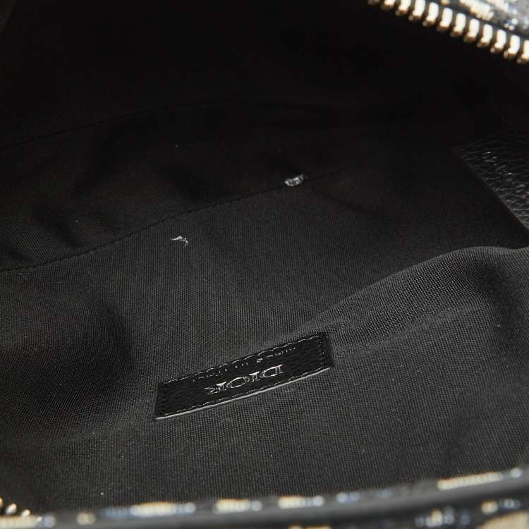 Pre Owned Dior Homme Blue/Black Oblique Canvas and Leather Saddle Sling Bag