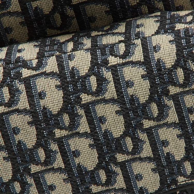 Pre Owned Dior Homme Blue/Black Oblique Canvas and Leather Saddle Sling Bag
