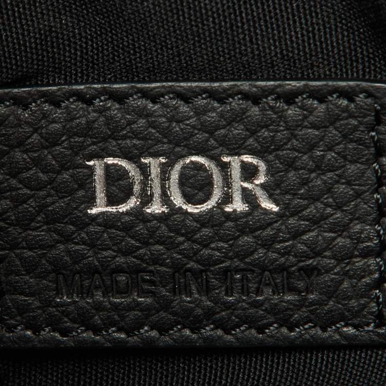 Pre Owned Dior Homme Blue/Black Oblique Canvas and Leather Saddle Sling Bag