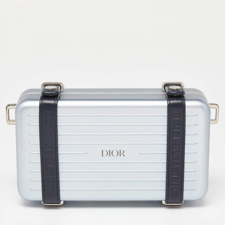 Pre Owned Dior x Rimowa Blue Aluminum and Leather Personal Clutch Bag