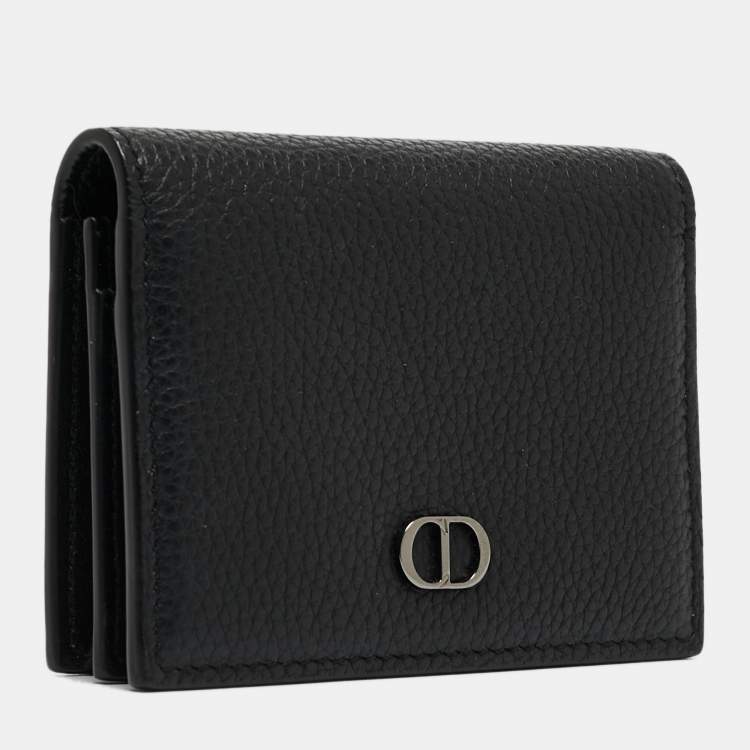Pre Owned Dior Black Grained Leather Bifold Card Holder