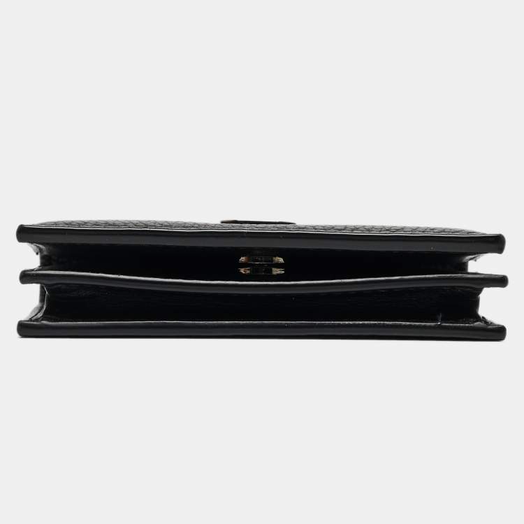 Pre Owned Dior Black Grained Leather Bifold Card Holder