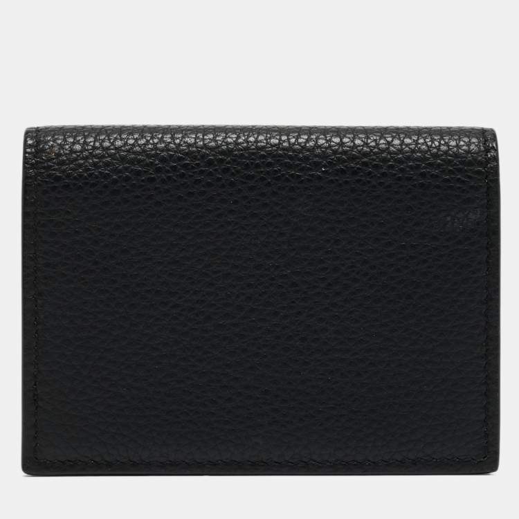 Pre Owned Dior Black Grained Leather Bifold Card Holder