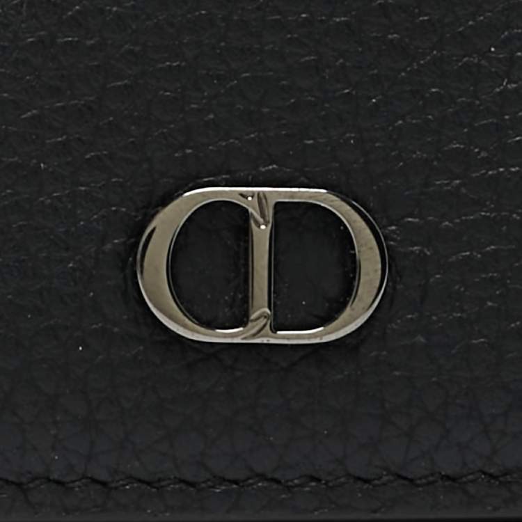 Pre Owned Dior Black Grained Leather Bifold Card Holder