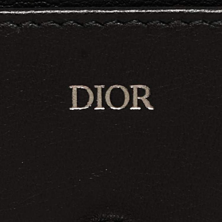Pre Owned Dior Black Grained Leather Bifold Card Holder