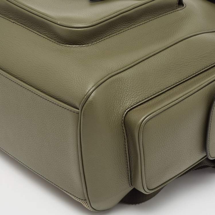Pre Owned Dior Fatigue Green Leather Saddle Backpack