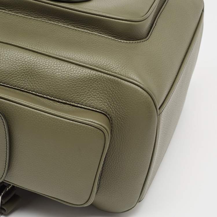 Pre Owned Dior Fatigue Green Leather Saddle Backpack
