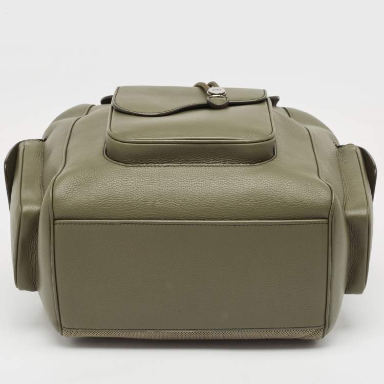 Pre Owned Dior Fatigue Green Leather Saddle Backpack