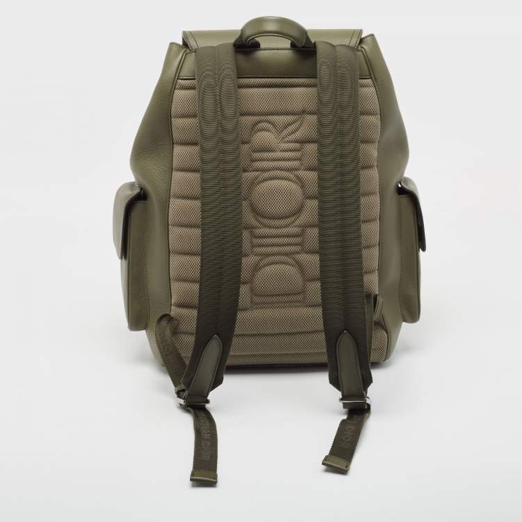 Pre Owned Dior Fatigue Green Leather Saddle Backpack