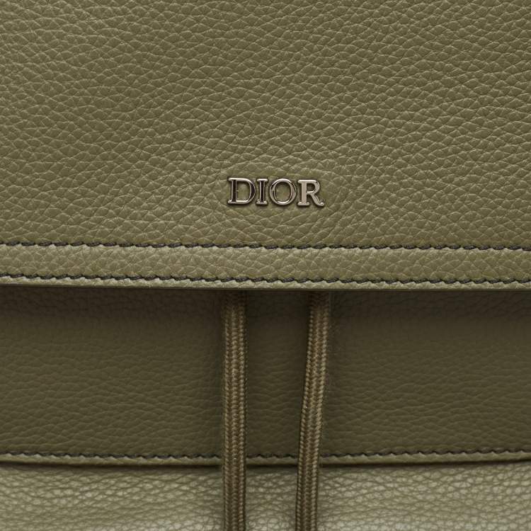 Pre Owned Dior Fatigue Green Leather Saddle Backpack