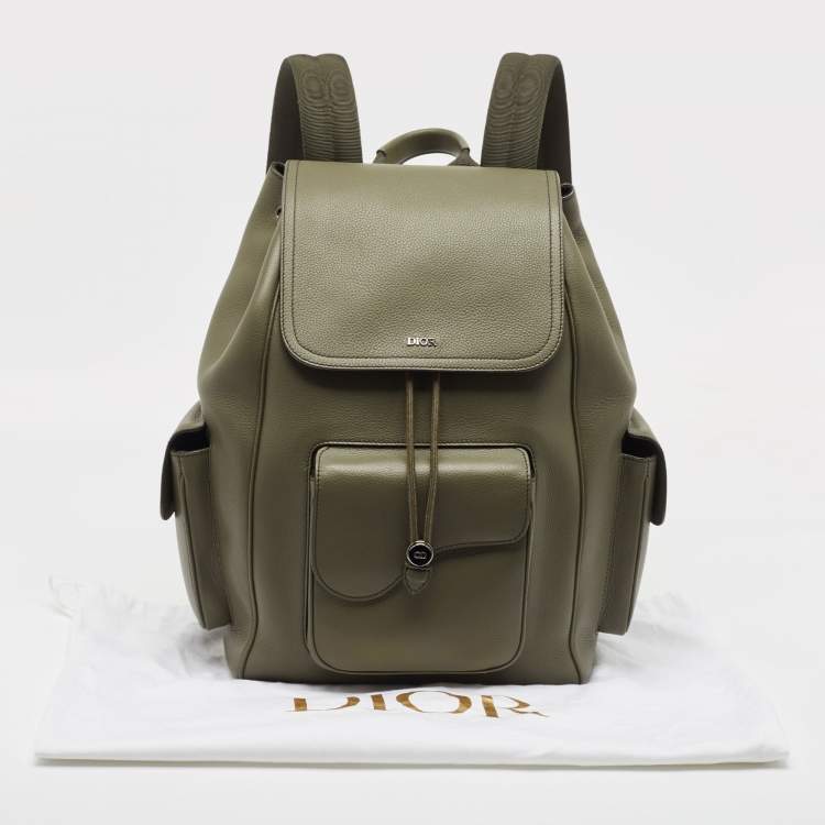 Pre Owned Dior Fatigue Green Leather Saddle Backpack
