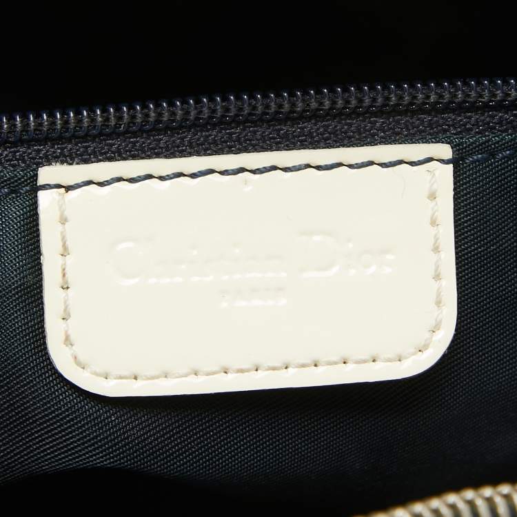 Pre Owned Dior Navy Blue/Off White Oblique PVC and Patent Leather Trotter No. 1 Messenger Bag