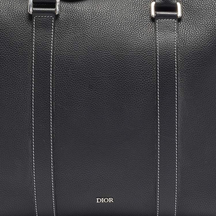 Pre Owned Dior Black Leather Lingot Briefcase Bag
