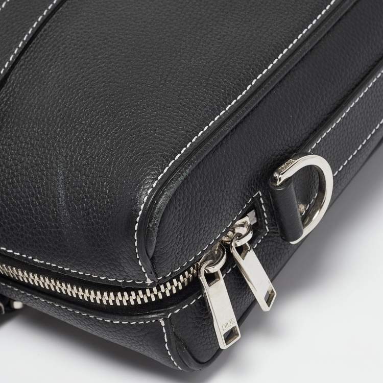 Pre Owned Dior Black Leather Lingot Briefcase Bag