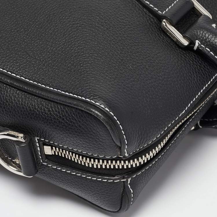 Pre Owned Dior Black Leather Lingot Briefcase Bag