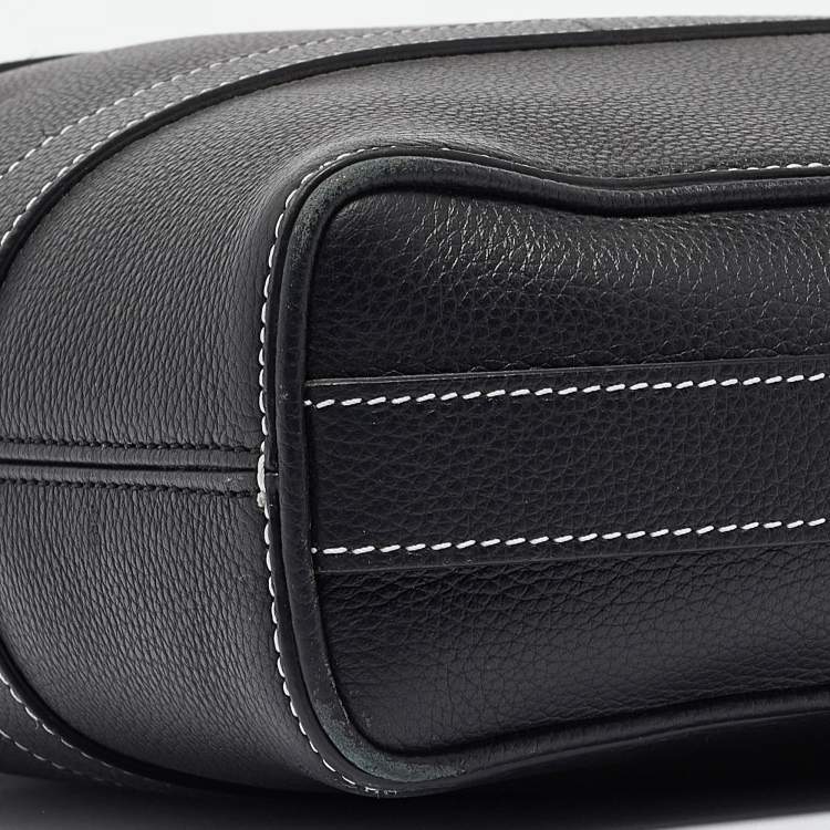 Pre Owned Dior Black Leather Lingot Briefcase Bag