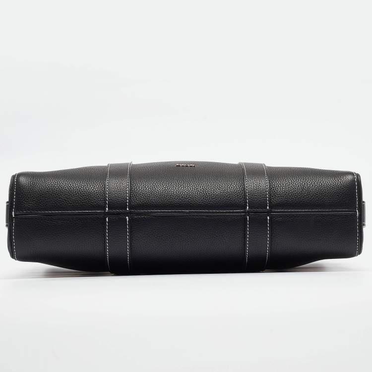Pre Owned Dior Black Leather Lingot Briefcase Bag