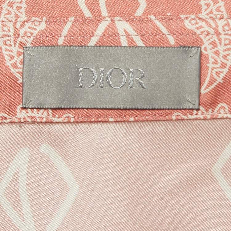Pre Owned Dior Pink Printed Silk Buttoned Up Shirt XL