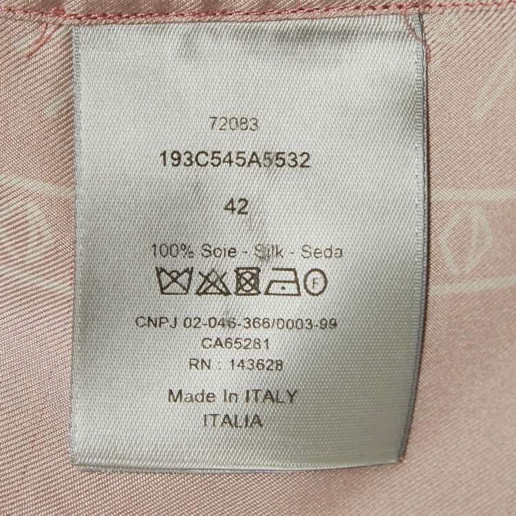 Pre Owned Dior Pink Printed Silk Buttoned Up Shirt XL