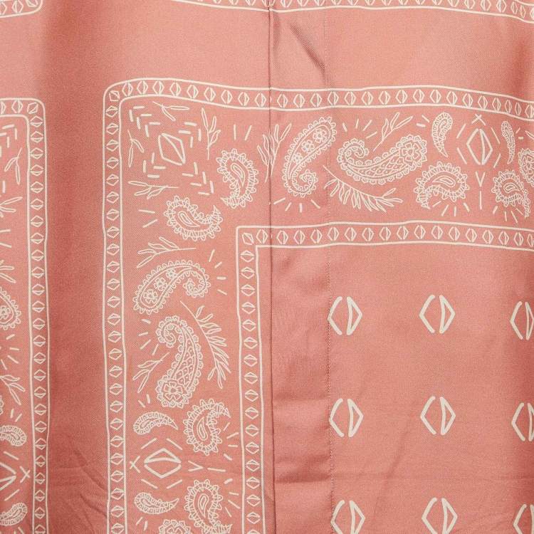 Pre Owned Dior Pink Printed Silk Buttoned Up Shirt XL