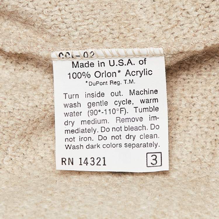 Pre Owned Christian Dior Beige Knitted V-Neck Sweater L
