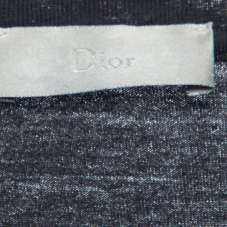 Pre Owned Dior Homme Black Printed & Embroidered Cotton Knit T-Shirt S