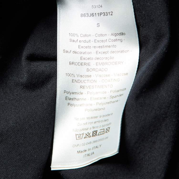 Pre Owned Dior Homme Black Printed & Embroidered Cotton Knit T-Shirt S