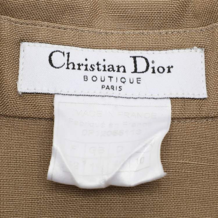 Pre Owned Dior Brown Linen Button Front Shirt L
