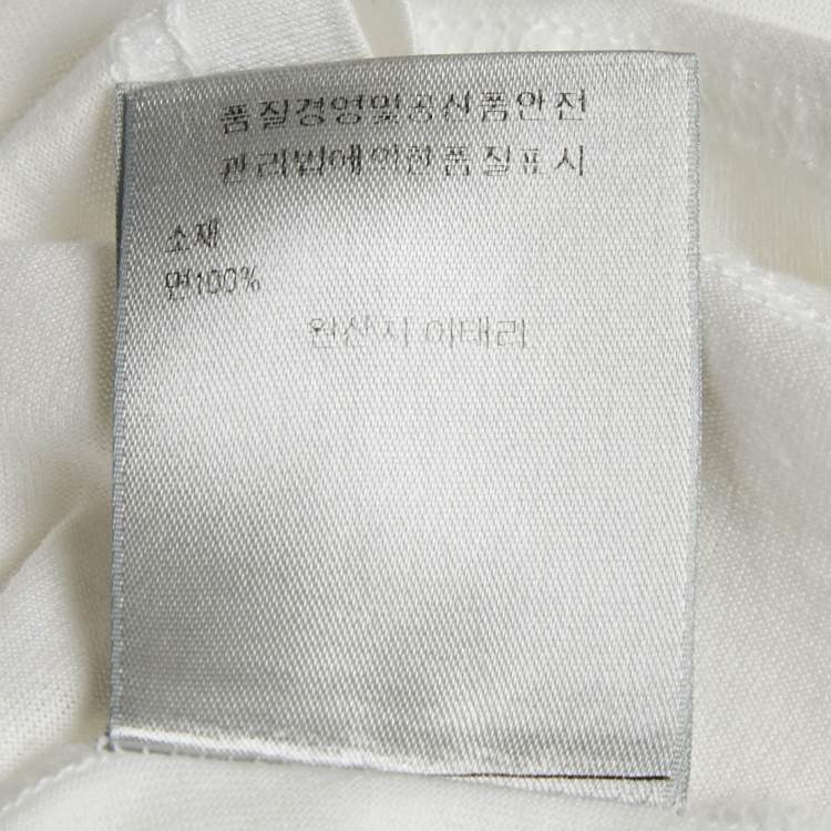 Pre Owned Dior White Embroidered Cotton Round Neck T-Shirt XL
