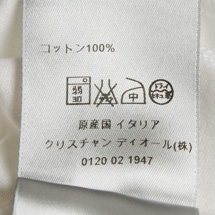Pre Owned Dior White Embroidered Cotton Round Neck T-Shirt XL