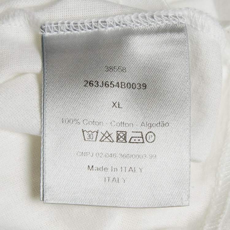 Pre Owned Dior White Embroidered Cotton Round Neck T-Shirt XL
