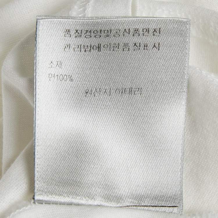 Pre Owned Dior White Embroidered Cotton Round Neck T-Shirt XL