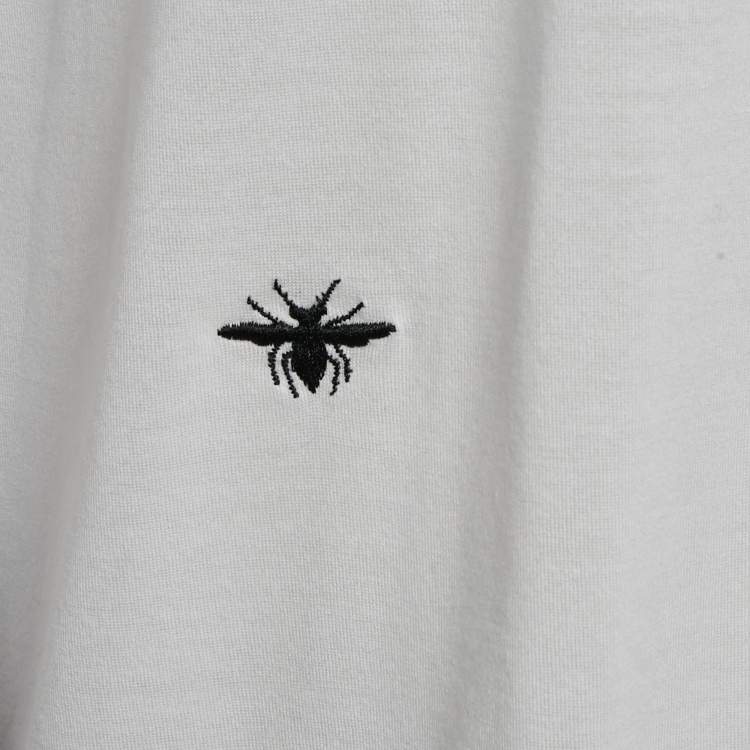 Pre Owned Dior White Embroidered Cotton Round Neck T-Shirt XL