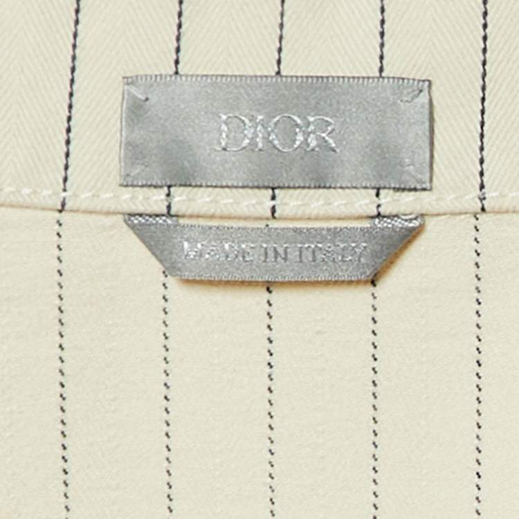 Pre Owned Dior Homme Cream Striped Cotton Button Front Jacket L