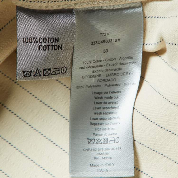 Pre Owned Dior Homme Cream Striped Cotton Button Front Jacket L